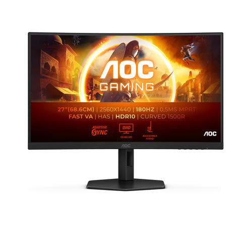 AOC 27 INCH Curved QHD 180Hz 2HDMI DP HA Monitor -