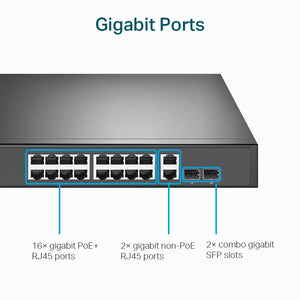 TP-LINK JetStream TL-SG1218MP 16 Ports Ethernet Switch - 2 Layer Supported - Modular